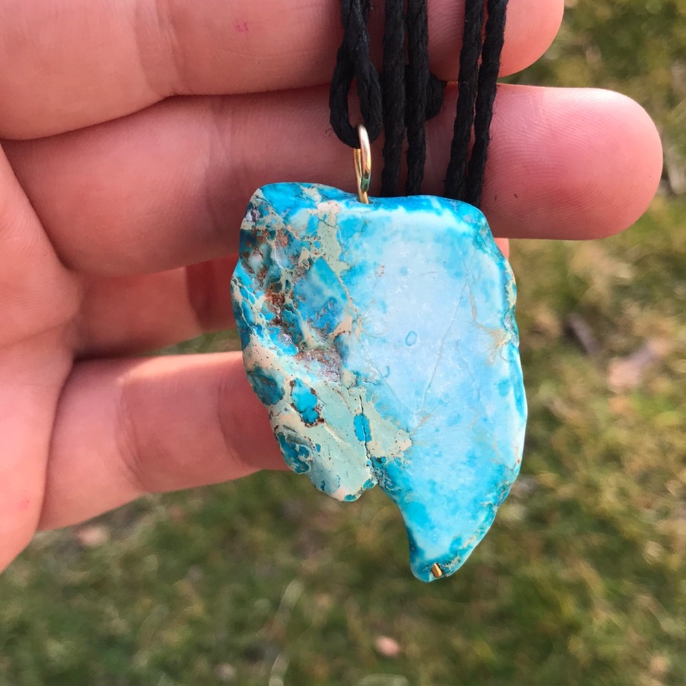 Unique blue rock necklace